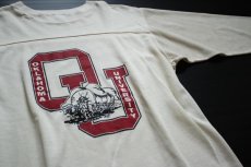 画像2: 70s ARTEX OU コットン フットボールTシャツ アイボリー M (2)