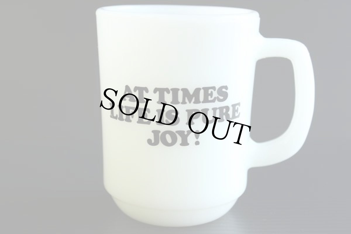 画像2: 70s USA製 Fire-Kingファイヤーキング スヌーピー JOY マグカップ (2)