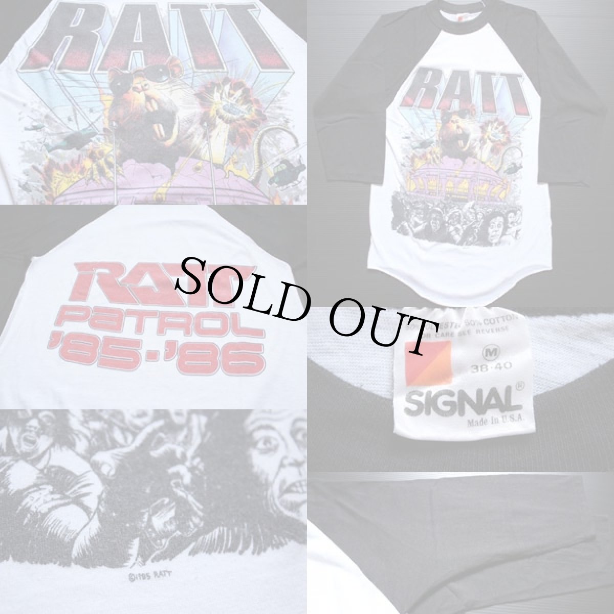 画像3: 80s USA製 RATT PATROL PATROL '85-'86 七分袖 ラグラン バンドTシャツ M (3)