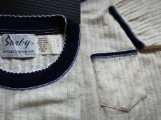 画像3: デッドストック★60s Sarby ポケット付き リブTシャツ 生成り×紺 L (3)