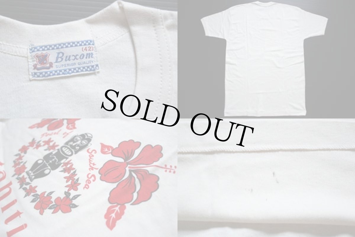 画像3: デッドストック★60s Buxom tahiti 染み込みプリント コットンTシャツ 白 42 (3)