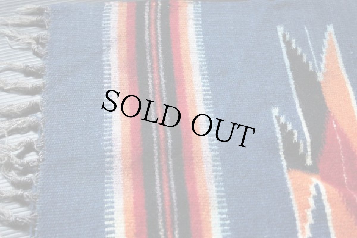 画像2: ビンテージ ネイティブ柄 チマヨ ラグ マット (2)