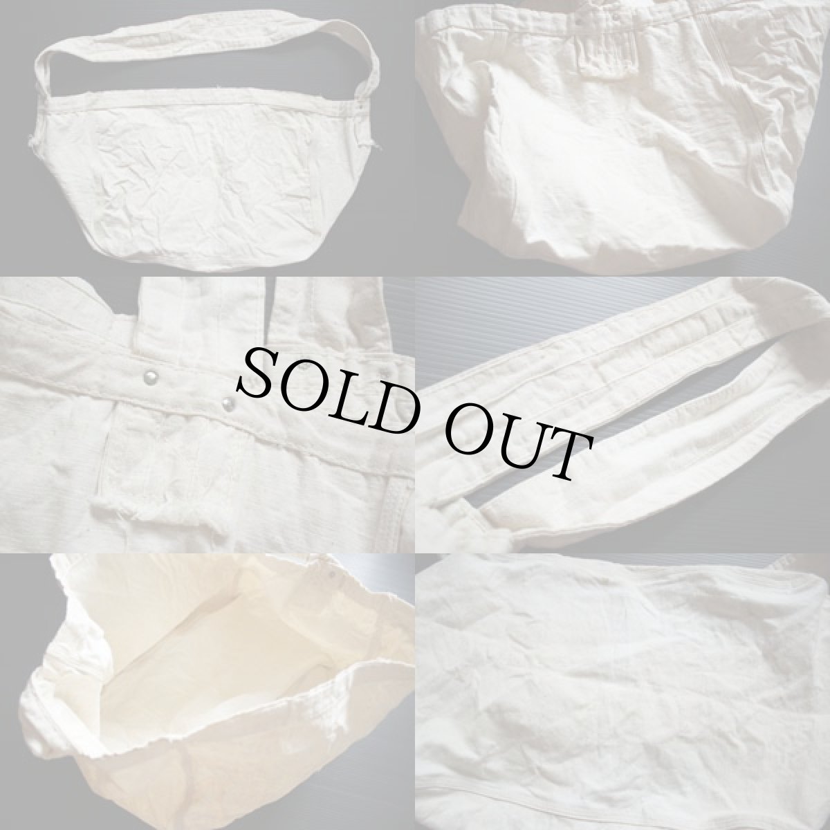 画像3: ビンテージ キャンバス ニュースペーパーバッグ 生成り (3)