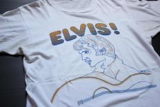 画像1: 70s ELVIS 染み込みプリント アート コットンTシャツ 白 (1)