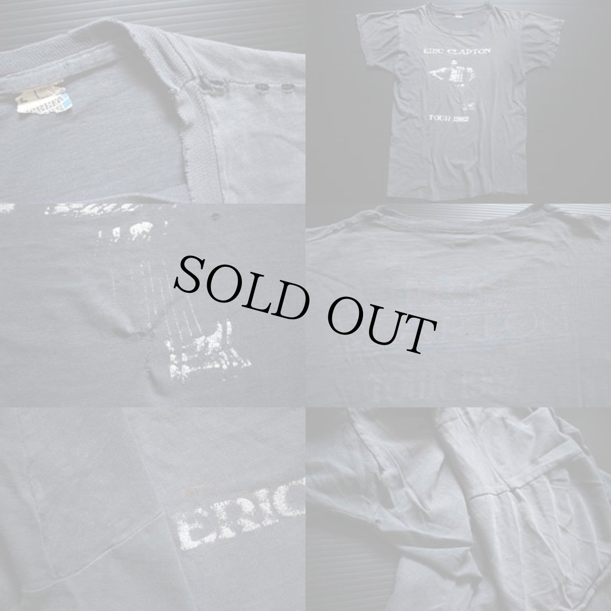 画像3: 80s USA製 ERIC CLAPTONエリッククラプトン 1982ツアー コットンTシャツ 炭黒 L (3)