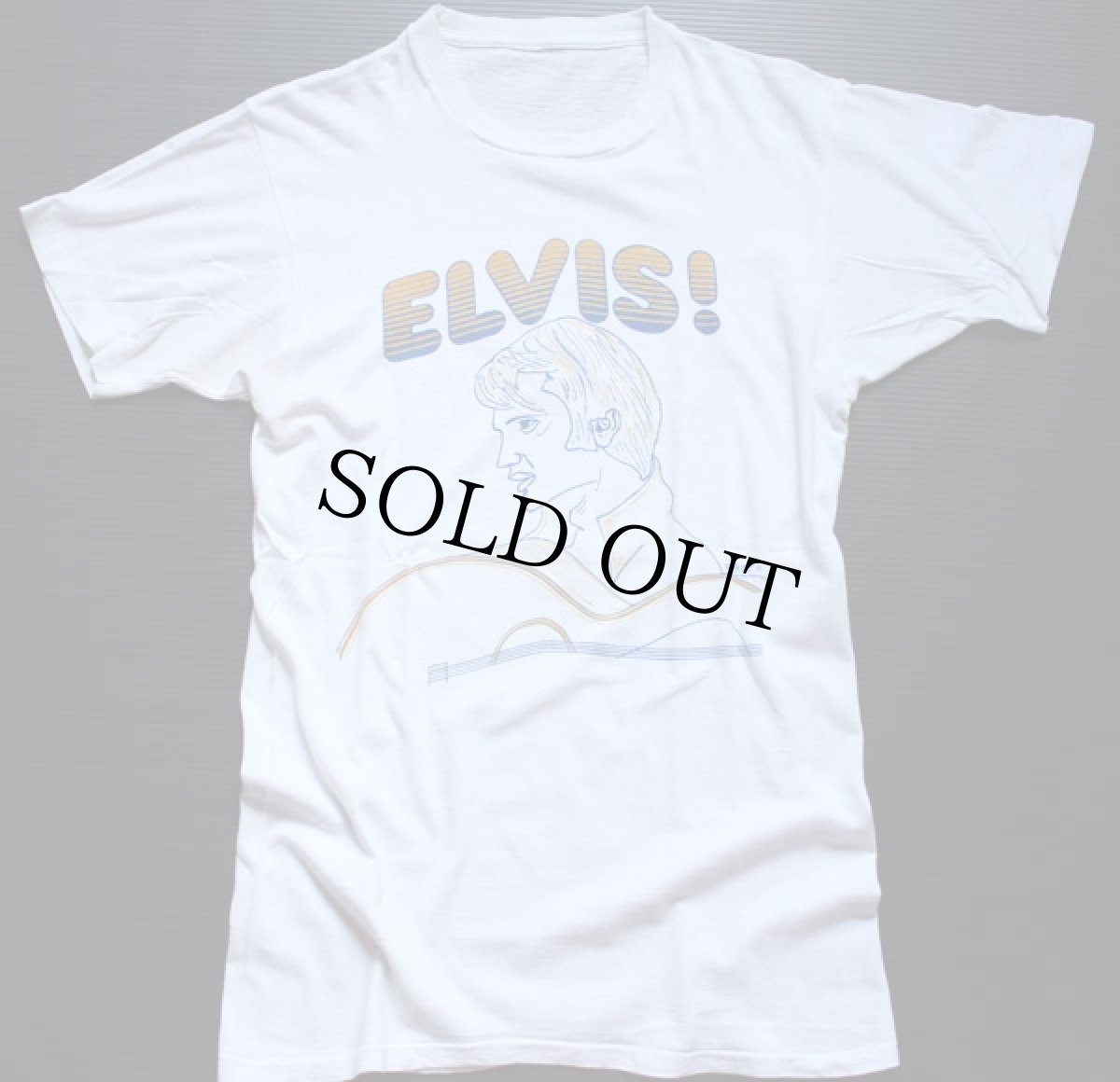 画像2: 70s ELVIS 染み込みプリント アート コットンTシャツ 白 (2)