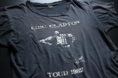 画像1: 80s USA製 ERIC CLAPTONエリッククラプトン 1982ツアー コットンTシャツ 墨黒 L (1)