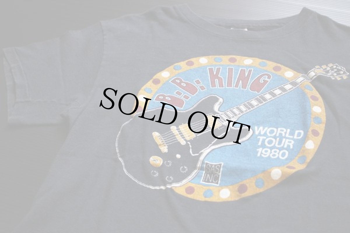 画像1: 80s USA製 Hanes B.B. KING WORLD TOUR 1980 コットン バンドTシャツ 黒 M (1)
