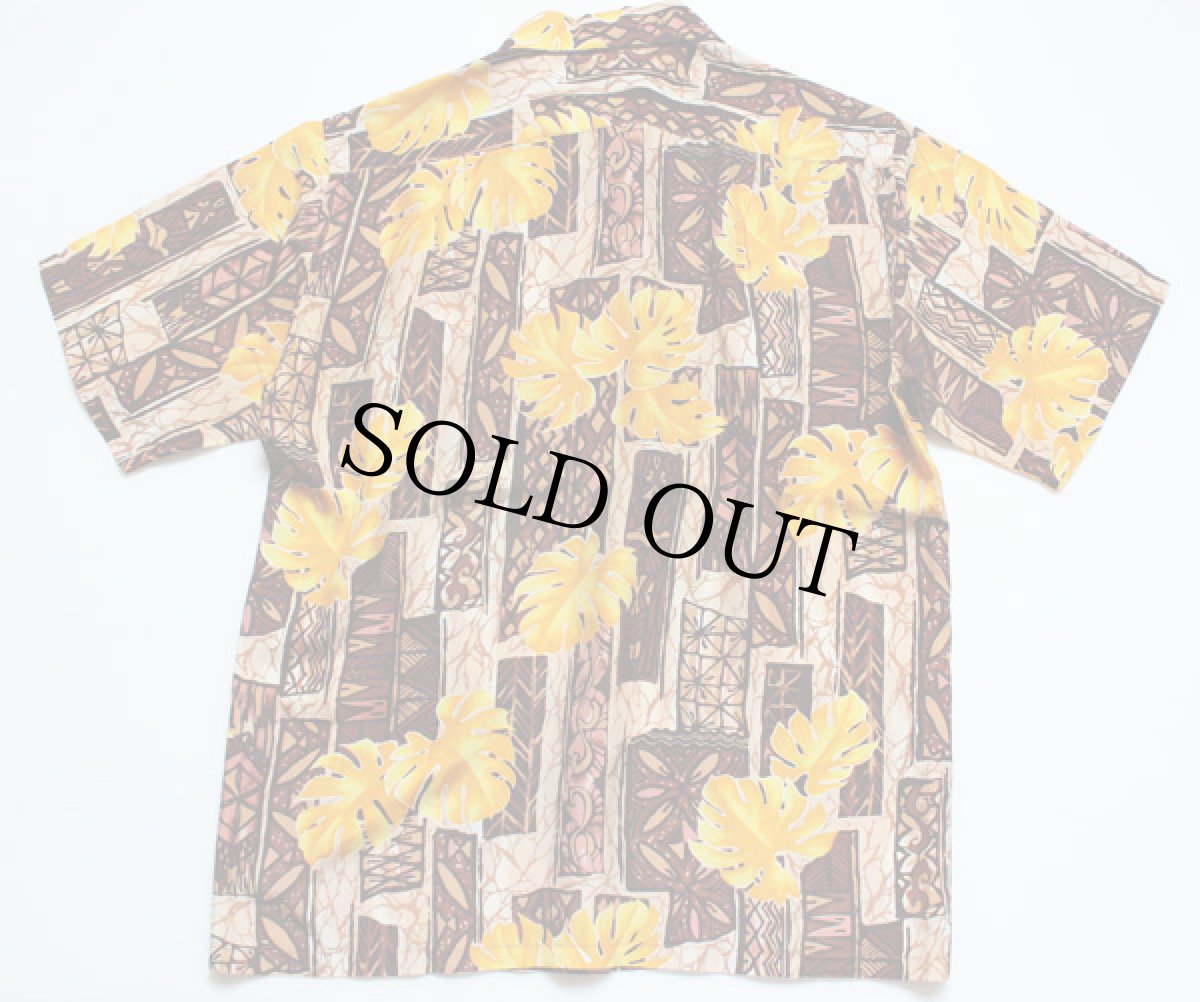 画像2: 50s ハワイ製 Kamehameha シルク アロハシャツ M (2)