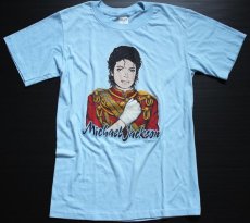 画像2: 80s USA製 Michael Jacksonマイケルジャクソン Tシャツ 水色 L (2)