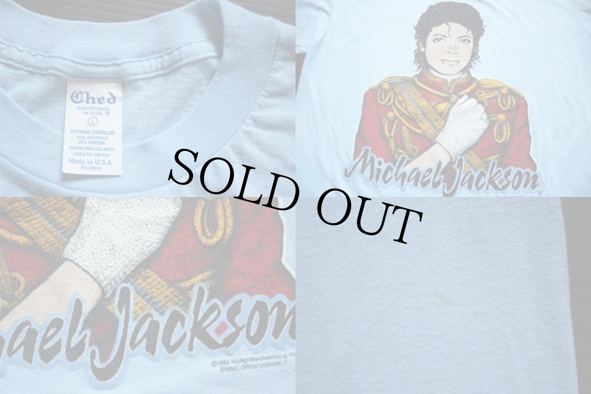 画像3: 80s USA製 Michael Jacksonマイケルジャクソン Tシャツ 水色 L (3)