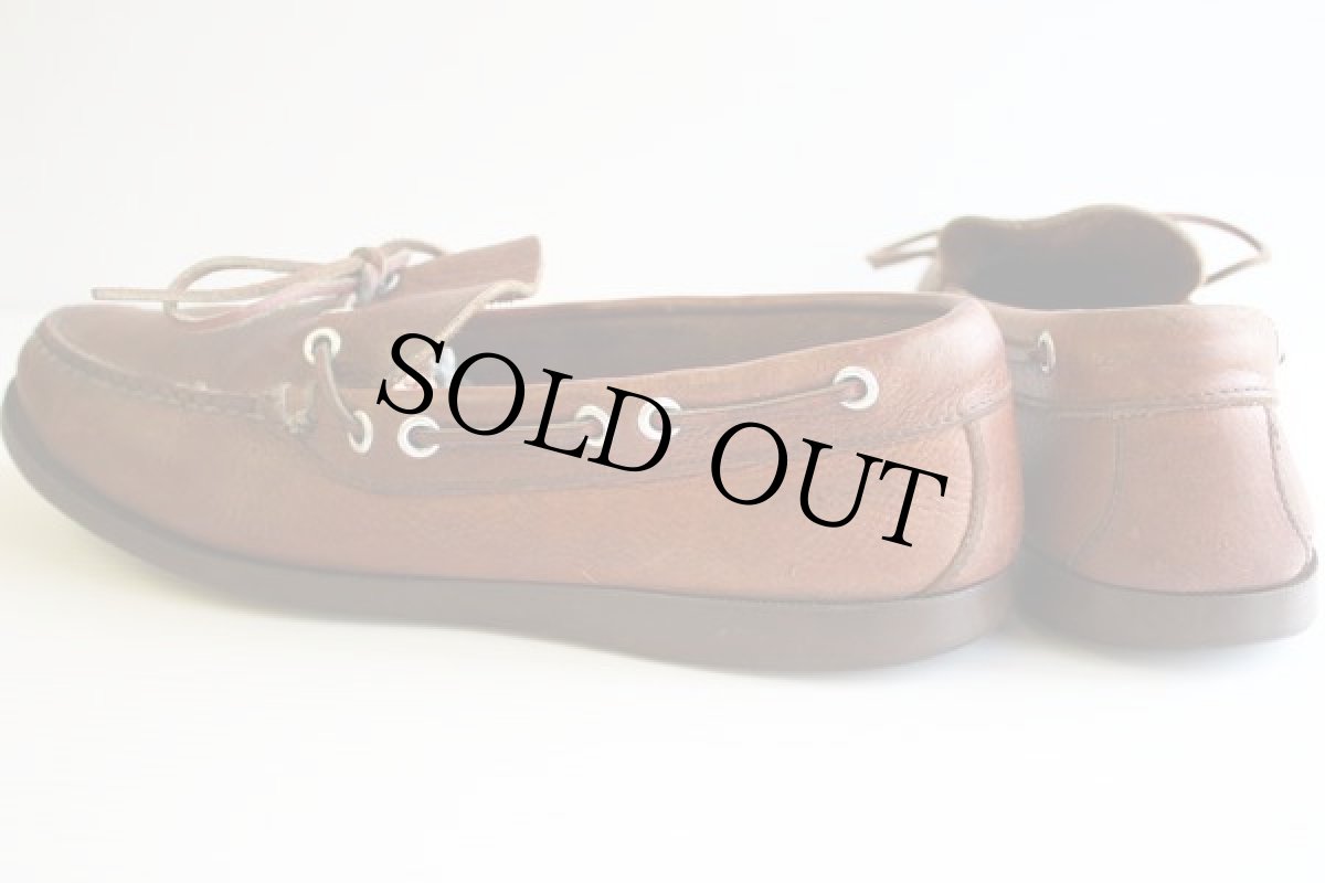 画像2: 70s MAINE LINE レザー モカシン デッキシューズ 茶 9D (2)