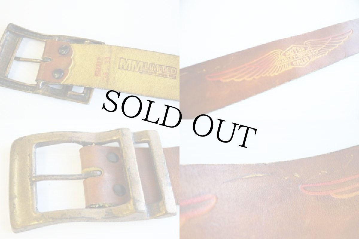 画像3: 70s HARLEY-DAVIDSONハーレー ダビッドソン 型押し レザーベルト 茶 S (3)