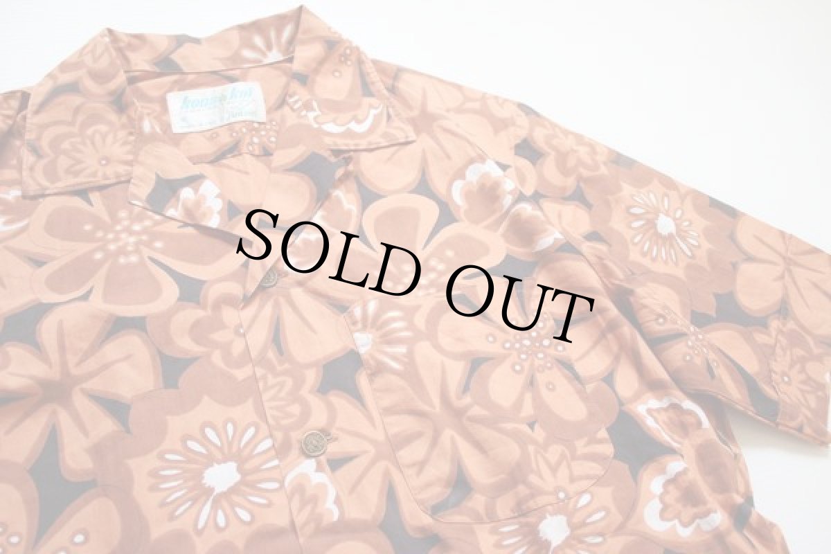 画像2: 60s USA製 Jantzen 花柄 コットン アロハシャツ S (2)