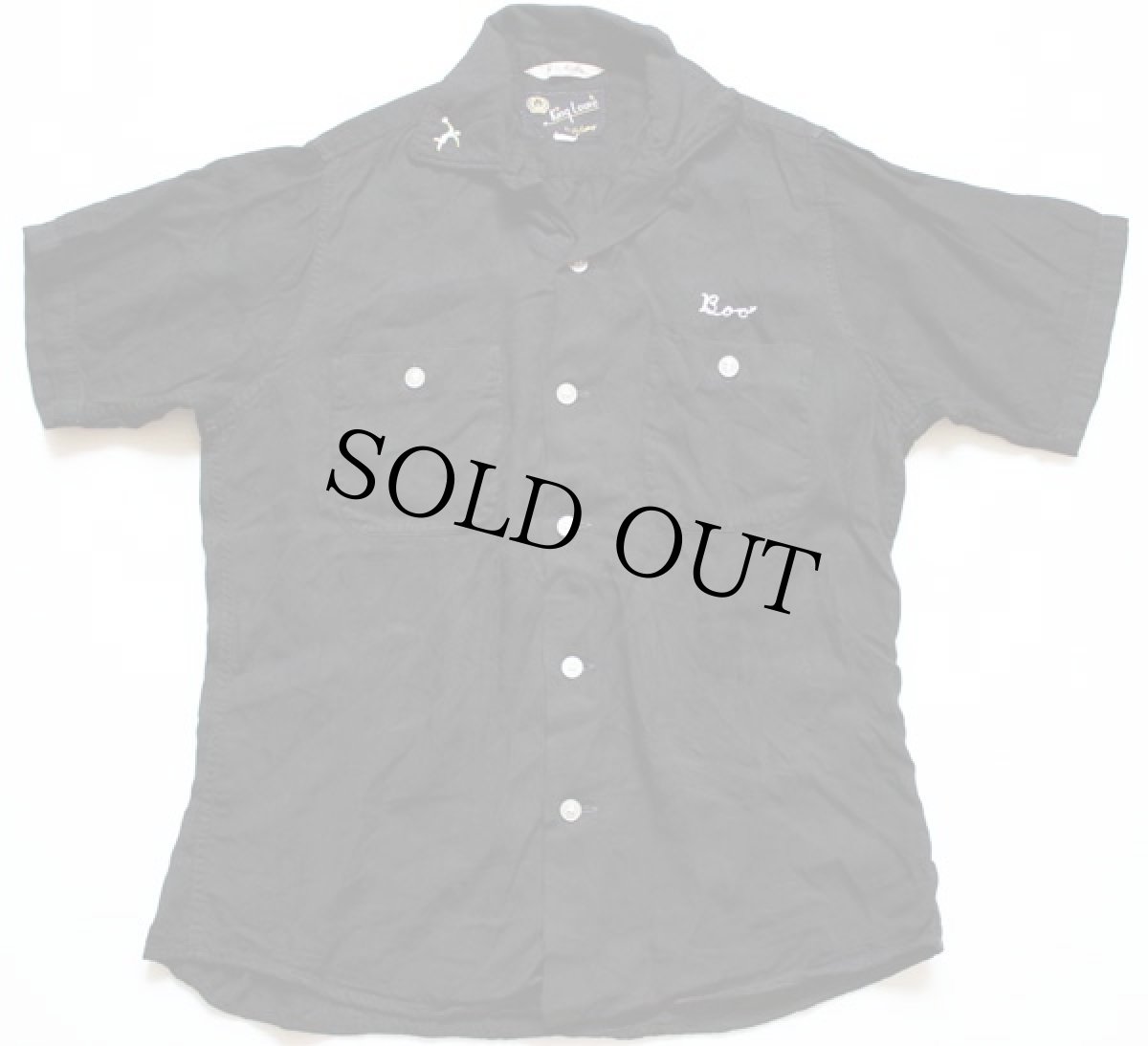 画像2: 50s King Louieキングルイ レーヨン ボウリングシャツ 黒 S (2)