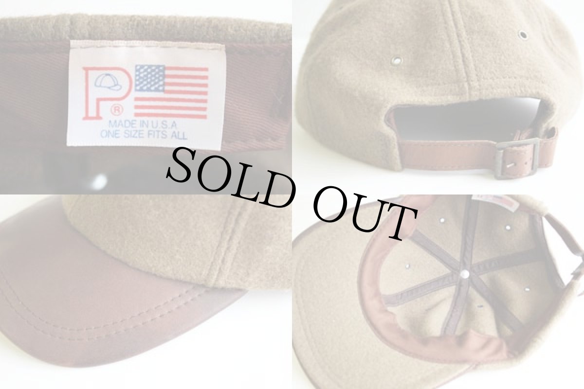 画像3: USA製 ウール×レザー ベースボールキャップ 茶 (3)