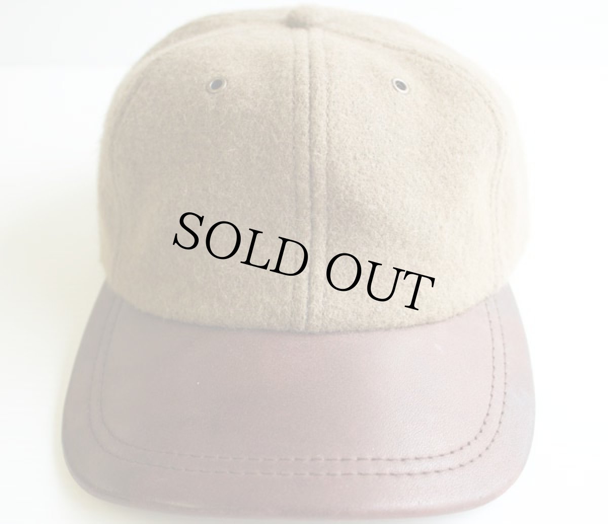 画像2: USA製 ウール×レザー ベースボールキャップ 茶 (2)