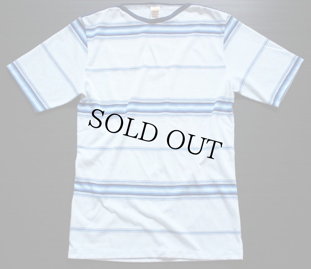 画像2: 70s USA製 Jantzen ジャガード ランダムボーダー Tシャツ M (2)