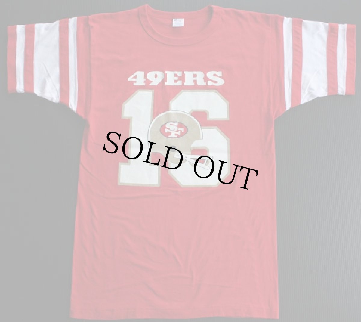 画像1: 80s USA製 Championチャンピオン NFL 49ERS 16 フットボールTシャツ 赤 L (1)