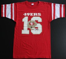 画像2: 80s USA製 Championチャンピオン NFL 49ERS 16 フットボールTシャツ 赤 L (2)