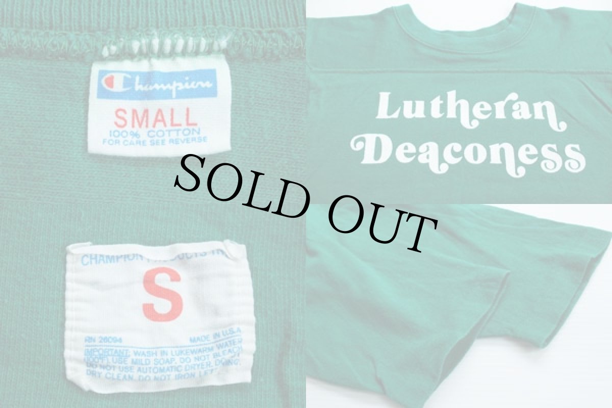 画像3: 70s USA製 Championチャンピオン フットボールTシャツ 緑 S (3)