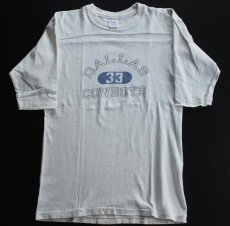 画像1: 80s USA製 Championチャンピオン COWBOYS 染み込みプリント コットン フットボールTシャツ 白 (1)