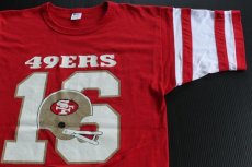 画像1: 80s USA製 Championチャンピオン NFL 49ERS 16 フットボールTシャツ 赤 L (1)