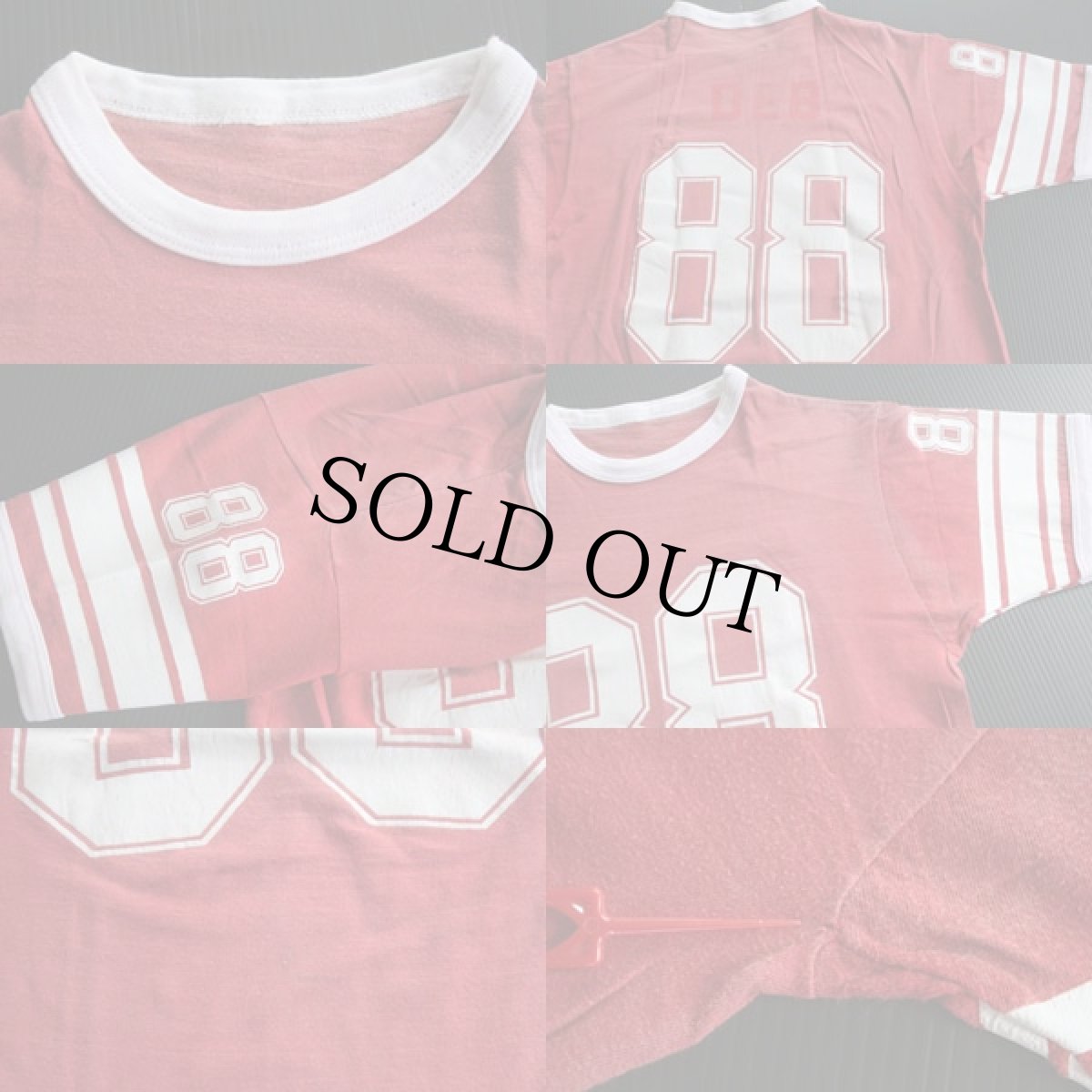 画像3: 80s 88 ナンバリング フットボールTシャツ 赤 (3)