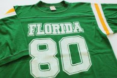 画像1: 80s USA製 FLORIDA 80 ナンバリング フットボールTシャツ 緑 XL (1)