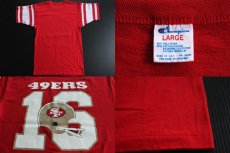 画像3: 80s USA製 Championチャンピオン NFL 49ERS 16 フットボールTシャツ 赤 L (3)