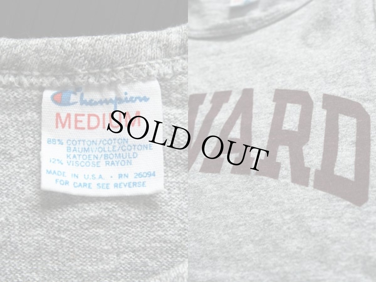 画像3: 80s USA製 Championチャンピオン HARVARD 染み込みプリント 88/12 タンクトップ M (3)