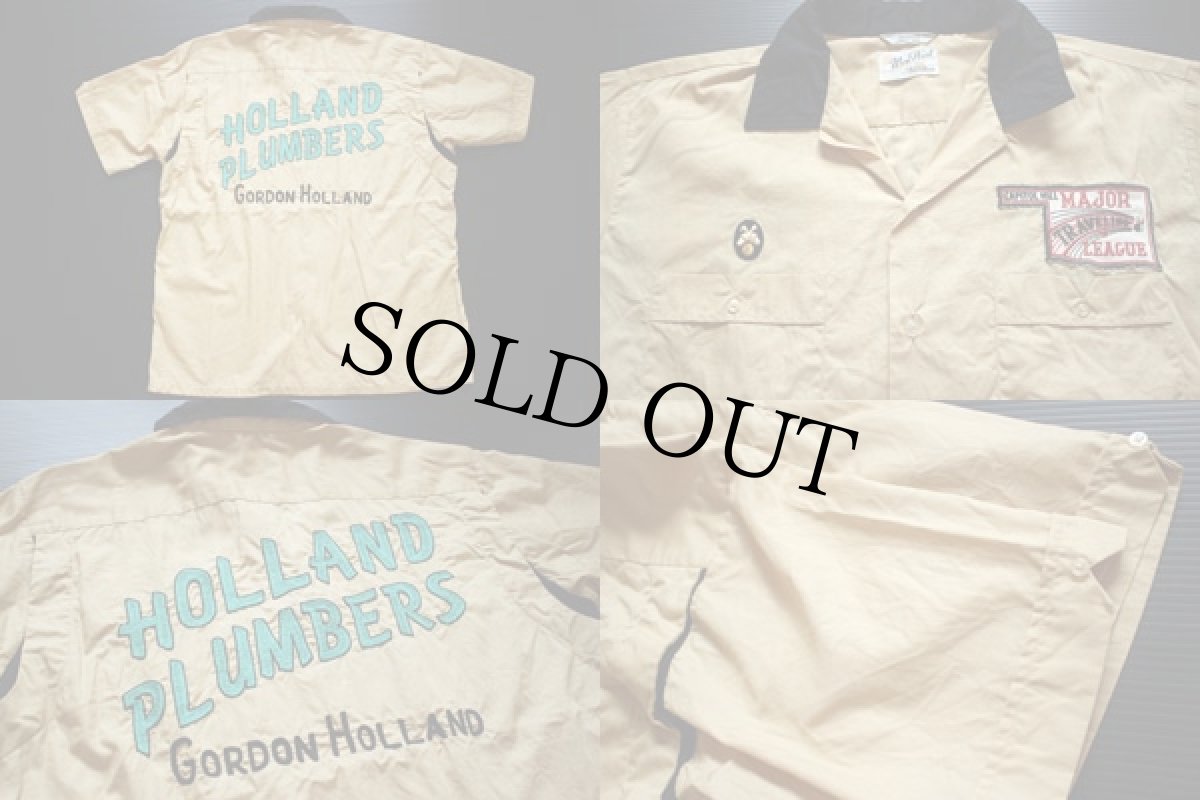 画像3: 50s CROWN IMPERIAL チェーン刺繍 コットン ボウリングシャツ L (3)