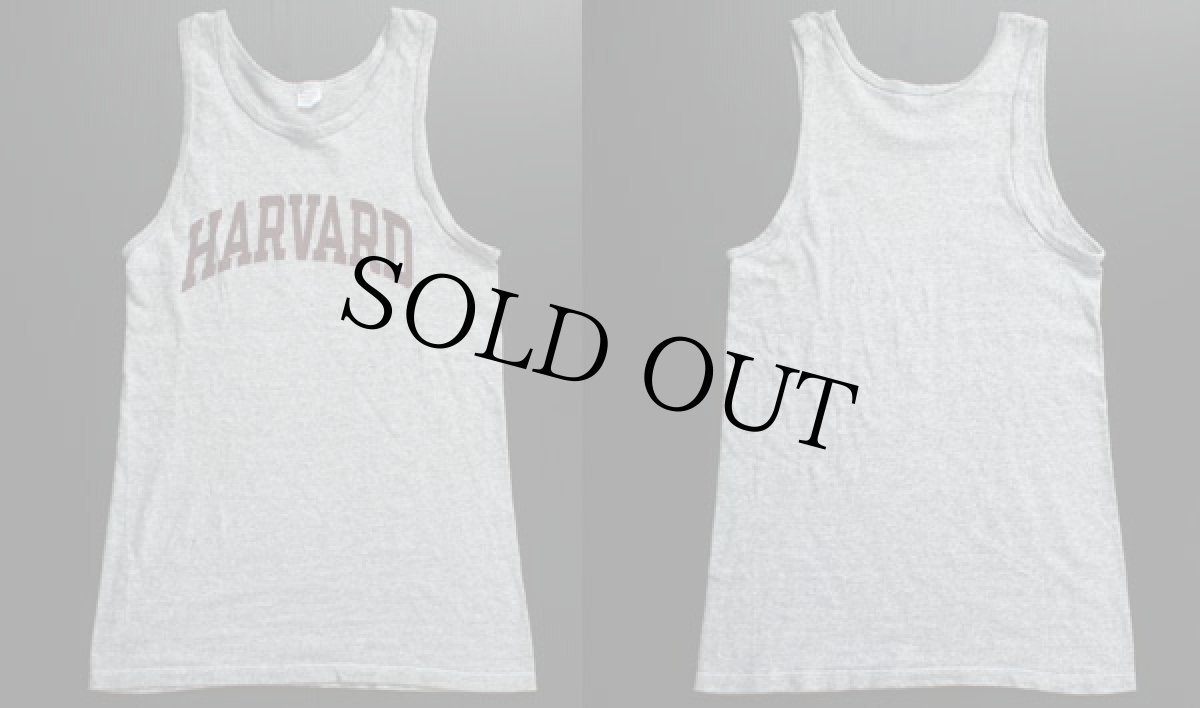 画像2: 80s USA製 Championチャンピオン HARVARD 染み込みプリント 88/12 タンクトップ M (2)