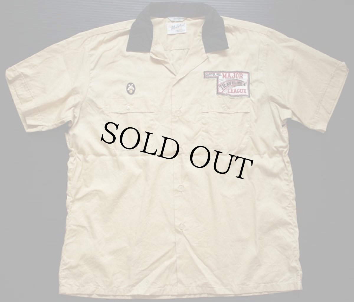 画像2: 50s CROWN IMPERIAL チェーン刺繍 コットン ボウリングシャツ L (2)