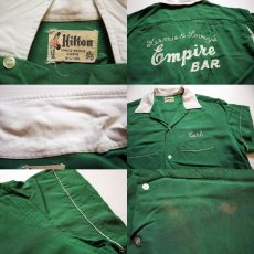 画像3: 50s Hiltonヒルトン チェーン刺繍 レーヨン ボウリングシャツ 緑 L (3)