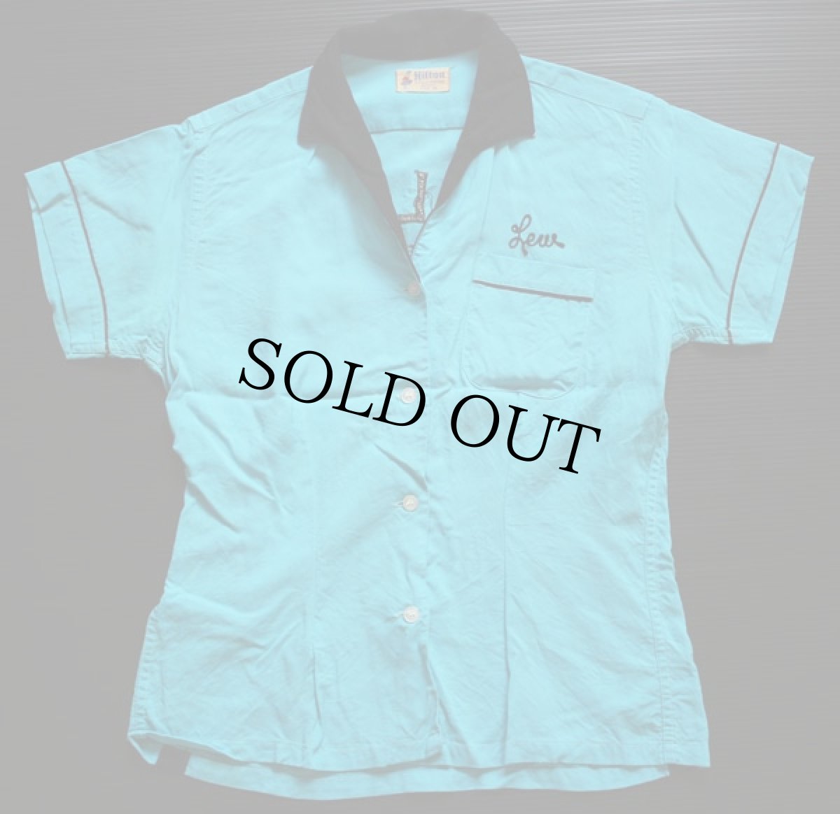 画像2: 50s Hiltonヒルトン チェーン刺繍 レーヨン ボウリングシャツ ツートン (2)