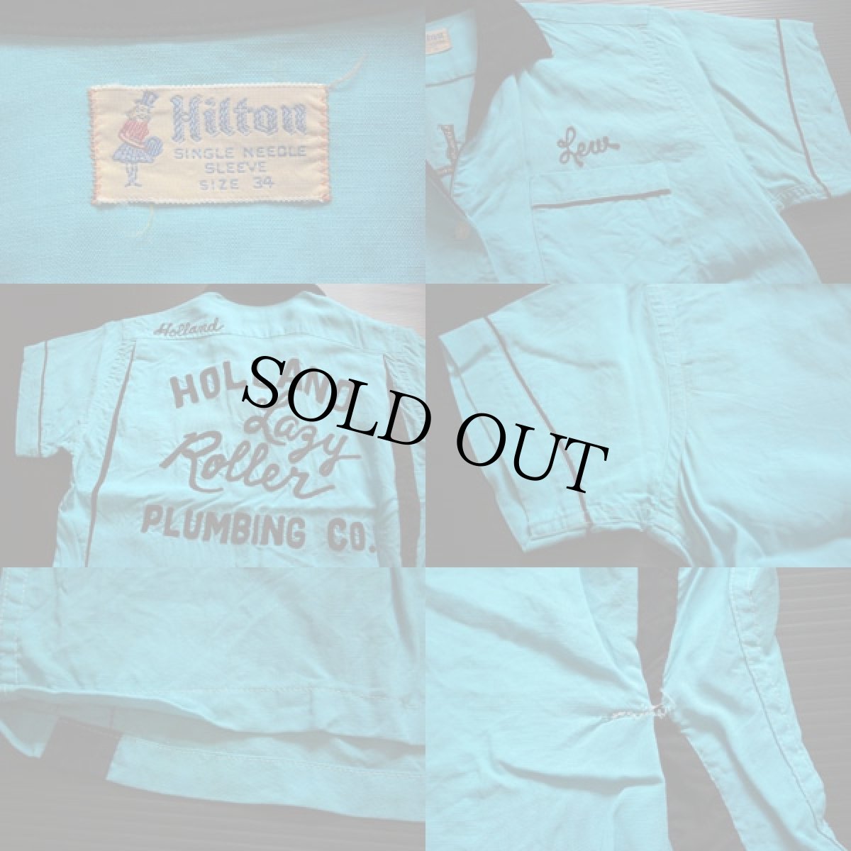 画像3: 50s Hiltonヒルトン チェーン刺繍 レーヨン ボウリングシャツ ツートン (3)