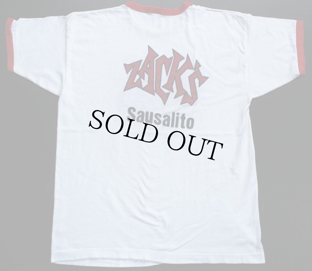 画像2: 80s USA製 Championチャンピオン ZACK'S 両面 染み込みプリント リンガーTシャツ 白×赤 XL (2)