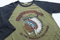 画像2: 80s USA製 U.S.MARINES アパッチ インディアンヘッド ラグラン 七分袖Tシャツ M (2)