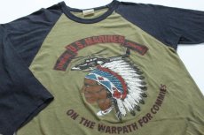 画像2: 80s USA製 U.S.MARINES アパッチ インディアンヘッド 七分袖 ラグランTシャツ M (2)