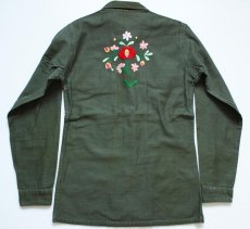 画像1: 60s 米軍 U.S.ARMY 花柄刺繍 ユーティリティシャツ (1)