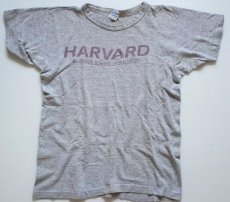 画像2: 70s USA製 Championチャンピオン HARVARD 染み込みプリント 88/12 Tシャツ M 杢グレー (2)