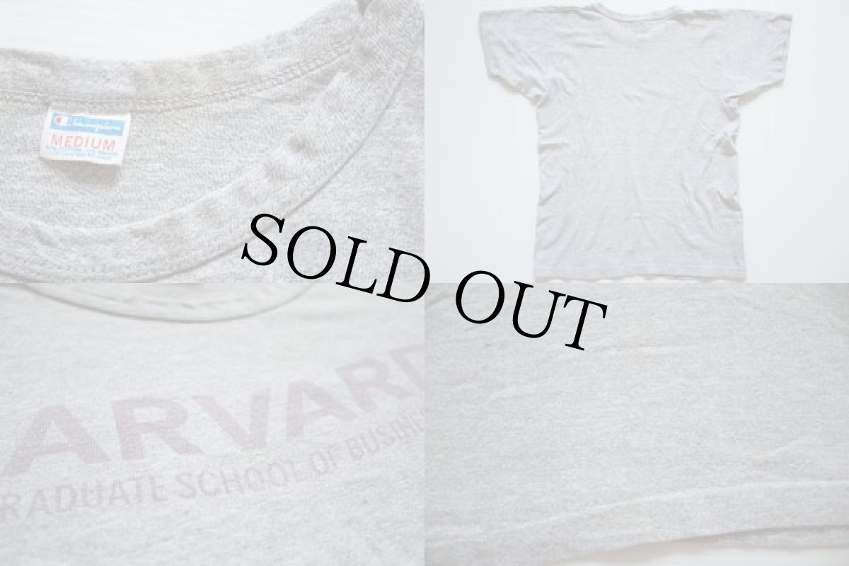 画像3: 70s USA製 Championチャンピオン HARVARD 染み込みプリント 88/12 Tシャツ M 杢グレー (3)