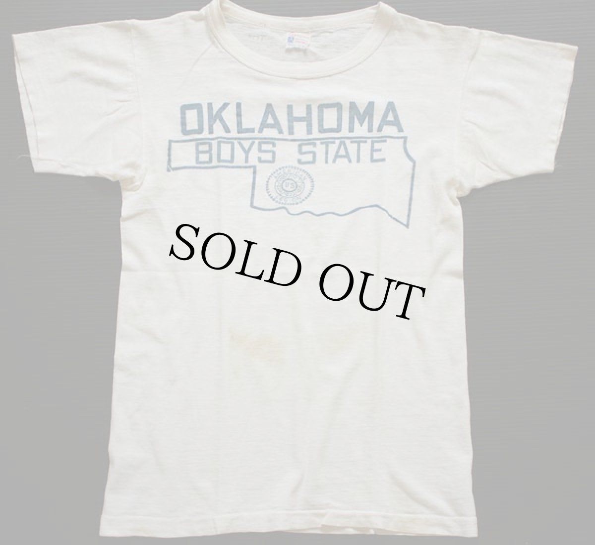 画像2: 50s Championチャンピオン ランタグ OKLAHOMA フロッキープリント コットンTシャツ 白 S (2)