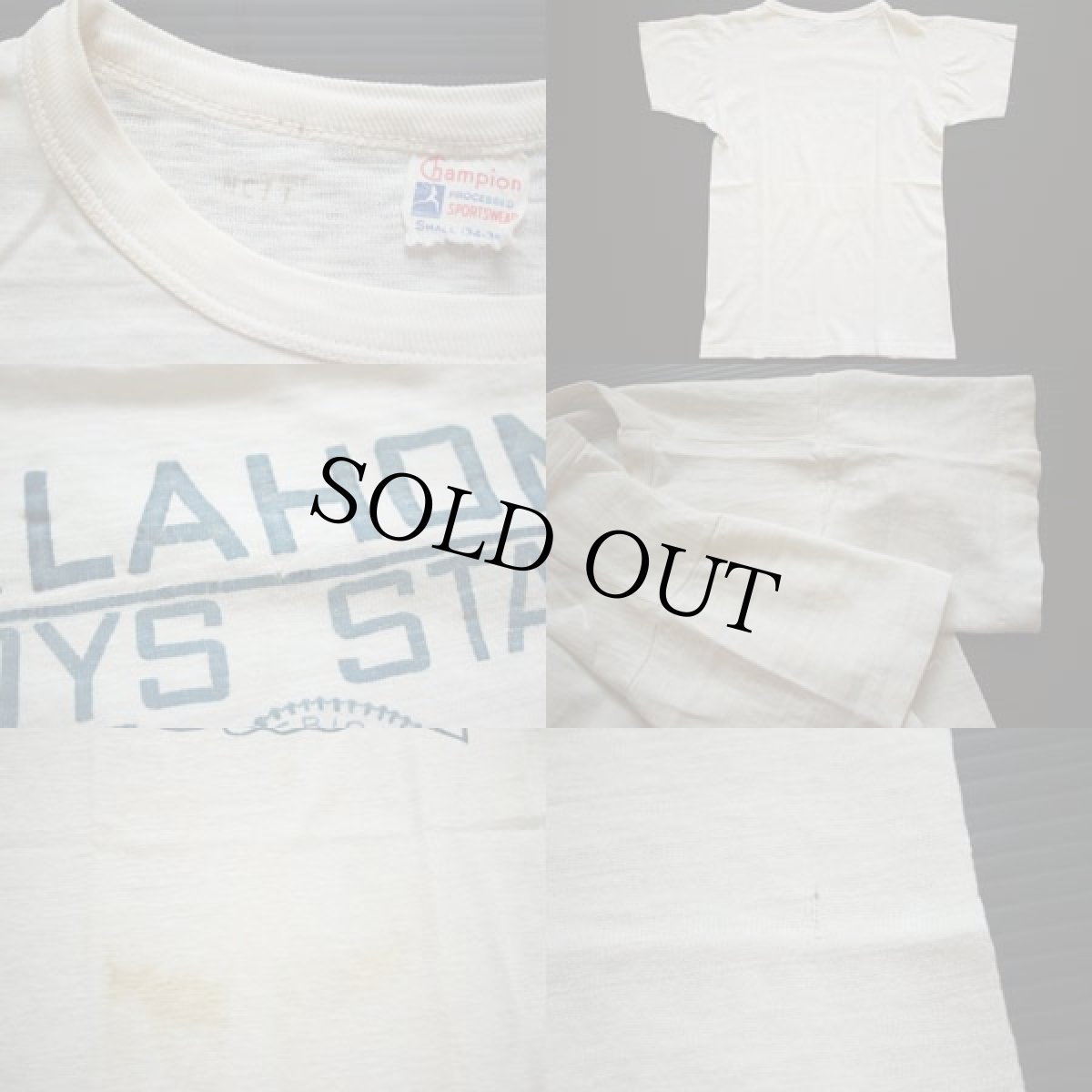 画像3: 50s Championチャンピオン ランタグ OKLAHOMA フロッキープリント コットンTシャツ 白 S (3)