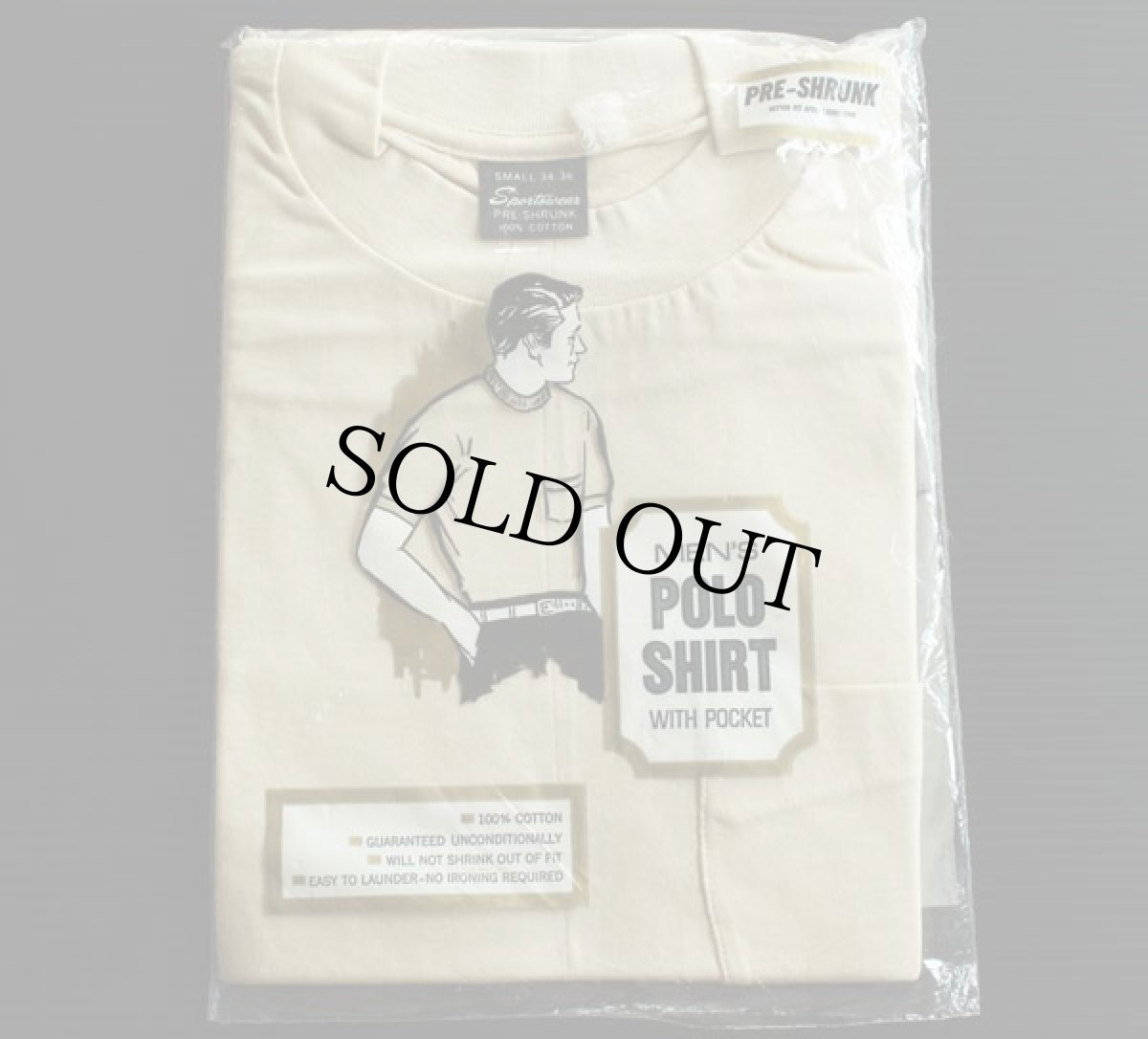 画像2: デッドストック★70s 無地 ポケット付きTシャツ ベージュ S (2)