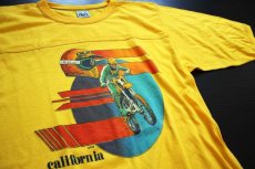 画像1: 70s USA製 california モトクロス 五分袖 Tシャツ 黄 M (1)