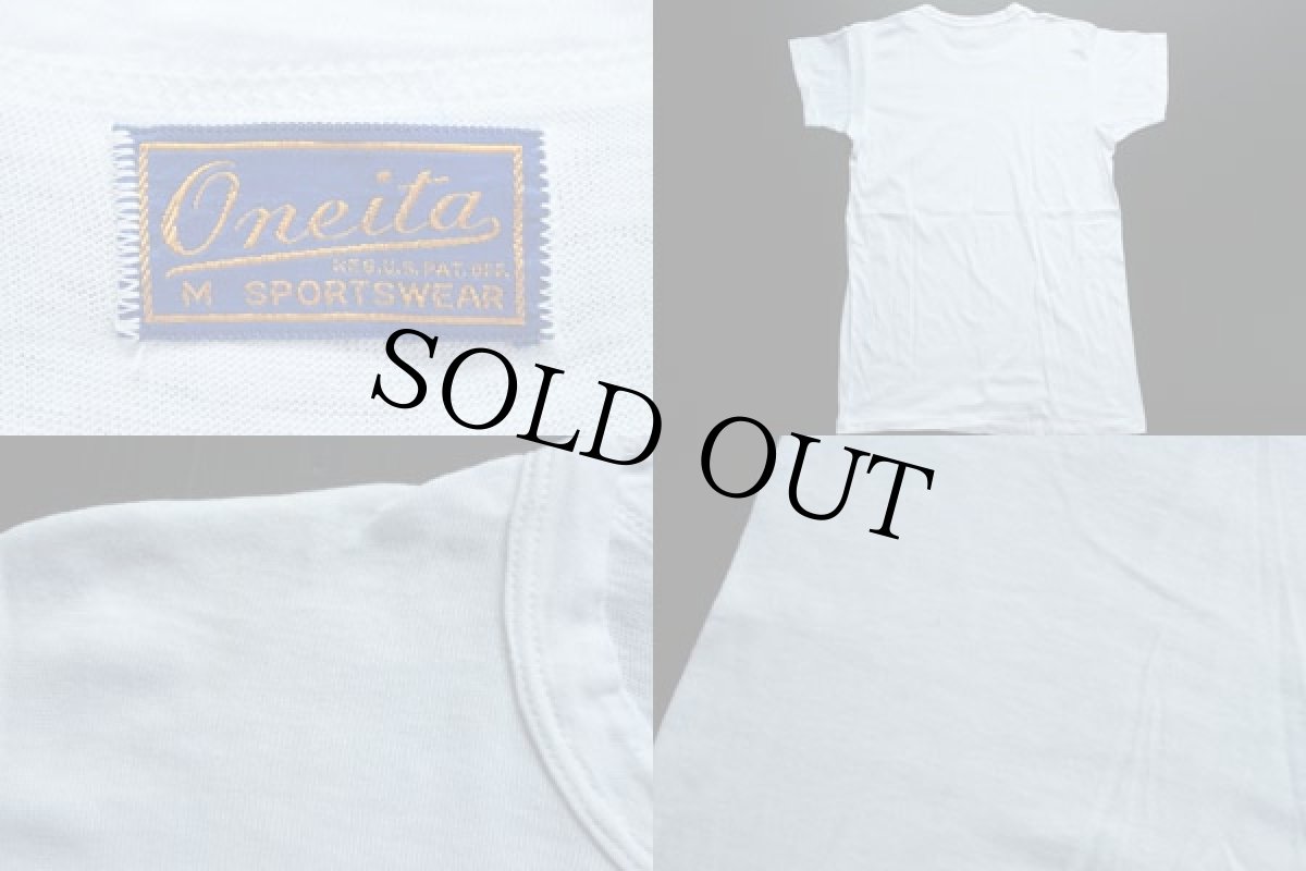 画像3: デッドストック★50s Oneita 無地 バインダーネック コットンTシャツ 白 M (3)