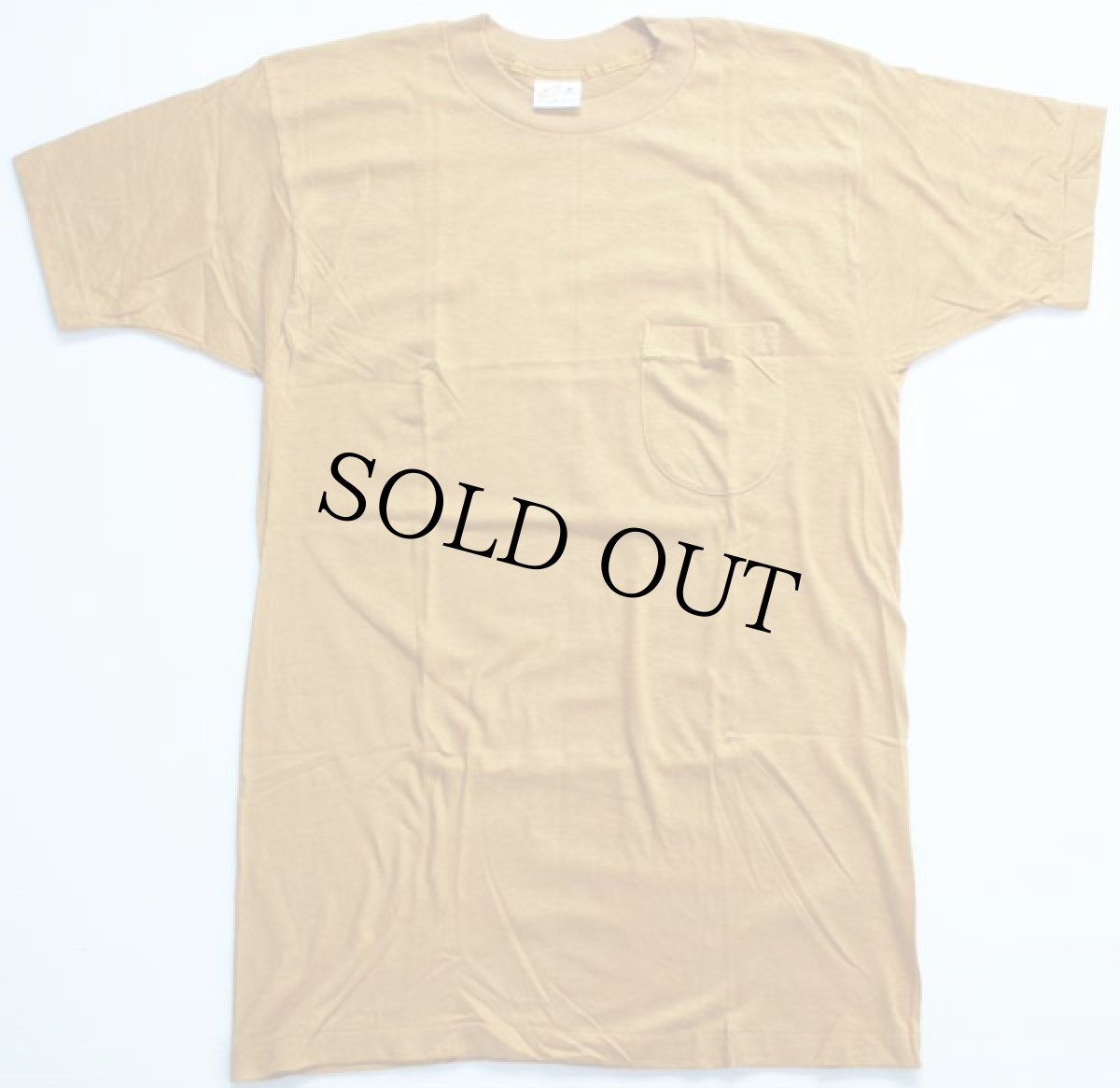 画像2: デッドストック★70s USA製 SNEAKERS 無地 コットン ポケットTシャツ マスタード M (2)