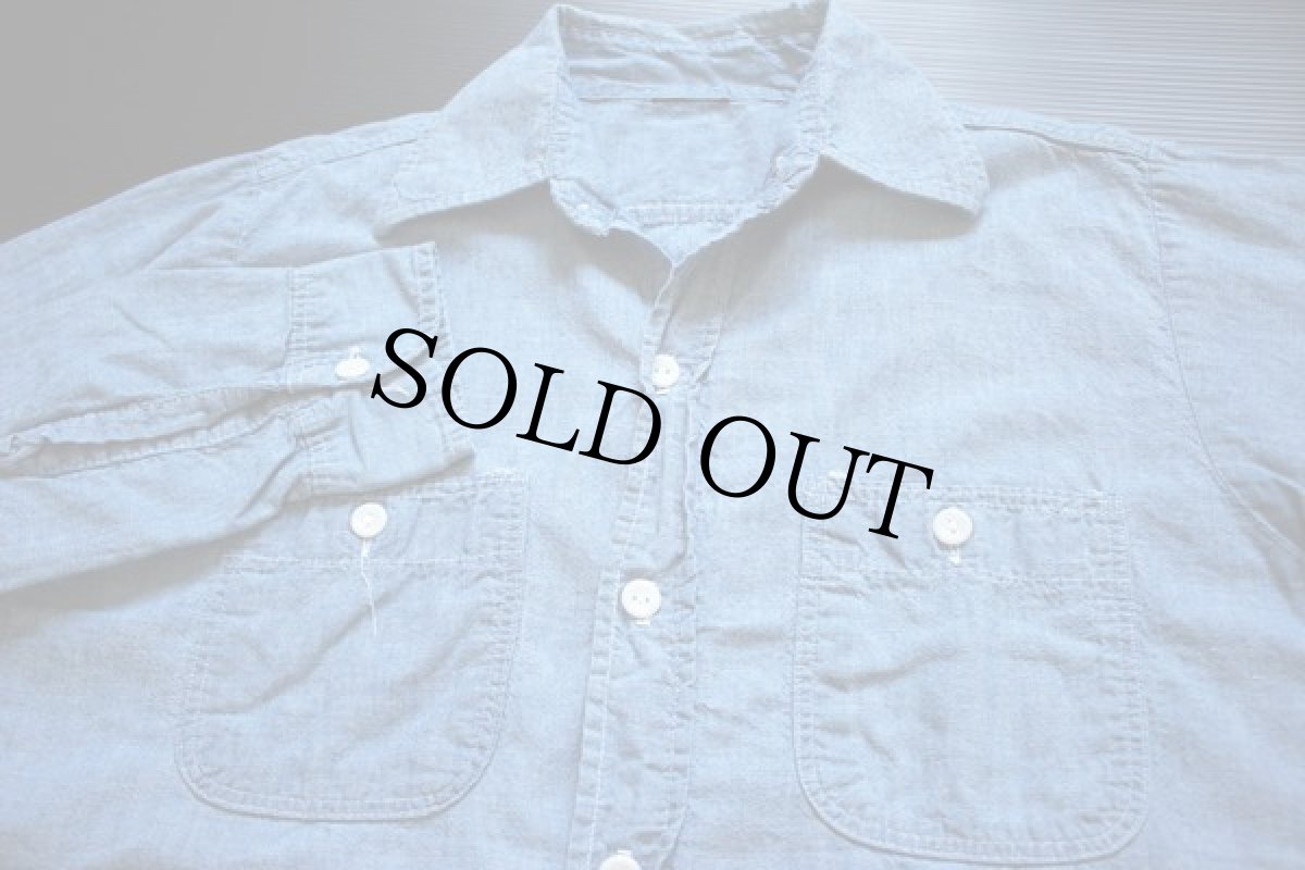 画像2: 70s USA製 UNKNOWN コットン シャンブレーシャツ 14.5 (2)